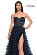 La Femme 32283 Ruffle Skirt Illusion Ruched Corset Dress