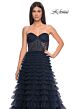 La Femme 32283 Ruffle Skirt Illusion Ruched Corset Dress