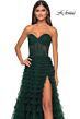 La Femme 32283 Ruffle Skirt Illusion Ruched Corset Dress