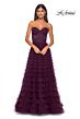 La Femme 32283 Ruffle Skirt Illusion Ruched Corset Dress
