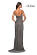 La Femme 32285 Side Slit Corset Top Glitter Dress
