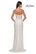 La Femme 32285 Side Slit Corset Top Glitter Dress
