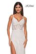 La Femme 32285 Side Slit Corset Top Glitter Dress
