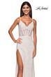 La Femme 32285 Side Slit Corset Top Glitter Dress