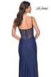 La Femme 32287 Illusion Back High Slit Ruched Dress