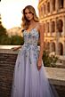 La Femme 32288 Floral Appliques High Slit Dress