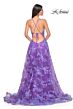 La Femme 32291 Floral Appliques High Slit Tie Back Dress