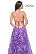La Femme 32291 Floral Appliques High Slit Tie Back Dress