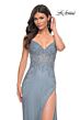 La Femme 32292 Floral Corset Spaghetti Straps Glitter Dress