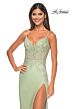 La Femme 32292 Floral Corset Spaghetti Straps Glitter Dress
