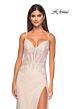 La Femme 32292 Floral Corset Spaghetti Straps Glitter Dress