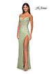 La Femme 32292 Floral Corset Spaghetti Straps Glitter Dress