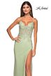 La Femme 32292 Floral Corset Spaghetti Straps Glitter Dress