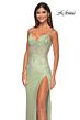 La Femme 32292 Floral Corset Spaghetti Straps Glitter Dress