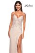 La Femme 32292 Floral Corset Spaghetti Straps Glitter Dress