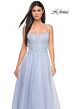 La Femme 32293 Floral Corset High Slit Spaghetti Straps Dress
