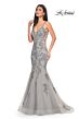 La Femme 32295 Bare Back Plunging Neck Trumpet Dress