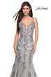 La Femme 32295 Bare Back Plunging Neck Trumpet Dress