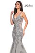La Femme 32295 Bare Back Plunging Neck Trumpet Dress