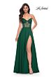 La Femme 32296 Illusion Corset High Slit Chiffon Dress