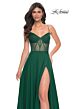 La Femme 32296 Illusion Corset High Slit Chiffon Dress