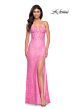 La Femme 32298 Corset Top Illusion Back Lace Dress