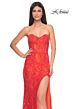 La Femme 32298 Corset Top Illusion Back Lace Dress