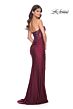 La Femme 32301 Ruched Skirt High Slit Corset Dress