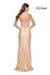La Femme 32301 Ruched Skirt High Slit Corset Dress