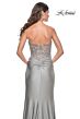 La Femme 32301 Ruched Skirt High Slit Corset Dress