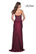 La Femme 32301 Ruched Skirt High Slit Corset Dress