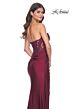 La Femme 32301 Ruched Skirt High Slit Corset Dress
