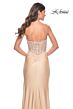 La Femme 32301 Ruched Skirt High Slit Corset Dress