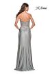 La Femme 32301 Ruched Skirt High Slit Corset Dress