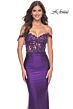La Femme 32302 Lace Corset Off The Shoulder Dress