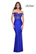 La Femme 32302 Lace Corset Off The Shoulder Dress