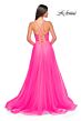 La Femme 32306 Illusion Corset High Slit Lace-Up Dress