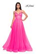 La Femme 32306 Illusion Corset High Slit Lace-Up Dress