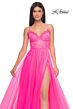 La Femme 32306 Illusion Corset High Slit Lace-Up Dress