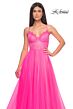 La Femme 32306 Illusion Corset High Slit Lace-Up Dress