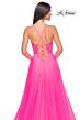 La Femme 32306 Illusion Corset High Slit Lace-Up Dress