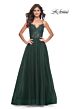 La Femme 32306 Illusion Corset High Slit Lace-Up Dress