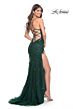 La Femme 32307 Cutaway Slit Embroidered Lace-Up Dress