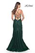 La Femme 32307 Cutaway Slit Embroidered Lace-Up Dress