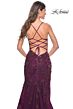 La Femme 32307 Cutaway Slit Embroidered Lace-Up Dress