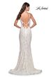 La Femme 32309 Illusion Sides Lace-Up Back V-Neck Dress
