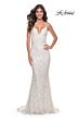 La Femme 32309 Illusion Sides Lace-Up Back V-Neck Dress