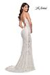 La Femme 32309 Illusion Sides Lace-Up Back V-Neck Dress