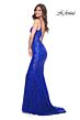 La Femme 32309 Illusion Sides Lace-Up Back V-Neck Dress