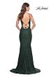 La Femme 32309 Illusion Sides Lace-Up Back V-Neck Dress